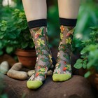 Scenicamp 6 Pairs Vintage Flower Sheer Socks For Women 5-9  Black Florals