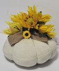 Fall Cream Fabric Pumpkin Yellow Sunflower Floral Arrangements Centerpiece Decor