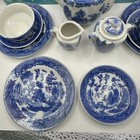 Vtg 1950   s Japan Porcelain Blue Willow Child   s Tea Set With Original Box 17pc