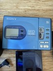 Sony Mz-r35 Blue Portable Minidisc Recorder   Charger  Mic  Battery   Disc Works