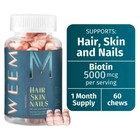 Weem Hair Skin And Nails Gummies  Vegan Biotin Vitamins  Healthy Hair 5 Pack