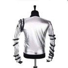 Punk Mj Michael Jackson Classic Bad Tour Silver Shine Bodysuit Jacket Apparel