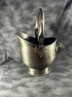 Vintage Metal Medieval Planter With Handle Hand Hammered Finish Chamber Pot Grey