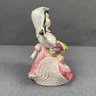 Vintage Unmarked Italy Pink Girl Ceramic Figurine Basket Birds Small Handpainted