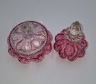 Fenton Vintage  cranberry  Melon Vanity Set Perfume And Powder  Beautiful 