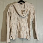 Fate Womens Cable Knit Hoodie Sweater Cream Ivory Ribbed Sleeve Xl Cw0606