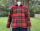 Vtg 50s Dayton s Zip Front Wool Sport Shirt Jacket Red Hunting Plaid 15 5 M Ls