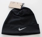 Nike Dri-fit Peak Beanie Hat Adult Cuffed Running Black silver