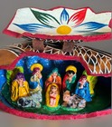 Vtg Handcarved Peruvian Peru Folk Art Hinged Fish Shape Gourd Nativity Set 9   