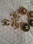 Lot Of 7  Stamped  Button Zipper Designer Button  Chanel Charm 