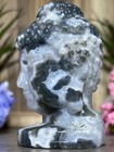 Moss Agate Buddha Head - Mineral Carving Statue Chakra Buddism Zen Crystal Decor