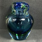 Murano Glass Sommerso Vase  Double Handles  Blue  Green  Clear  Beautiful 
