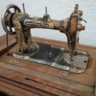 Antique Sewing Machine Wood Cabinet Table Desk Eldredge Rotary Treadle Plz Read