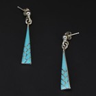Vtg Sterling Silver - Navajo Zuni Signed Dl Turquoise Dangle Post Earrings - 4g