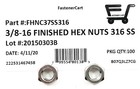  100  3 8-16 316 Stainless Steel Finished Hex Nuts 316 Marine Grade  100 Pcs 