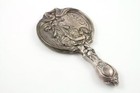 Antique Art Nouveau Simons Bros Repousse Sterling 1900 Hand Mirror Maiden Flower