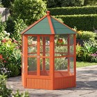 69  Large Wooden Hexagonal With Covered Roof  Brown