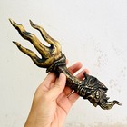 Antique Khmer Bronze Dragon Thunder Trident Trishula Warrior Protection  18490