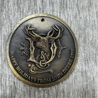 Vintage John Deere Christmas Ornament 1995 Brass Tractor Holidays Farm Elk Moose