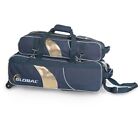 900 Global 3 Ball Airline Tote With Shoe Shoe Pouch Blue gold Bowling Bag