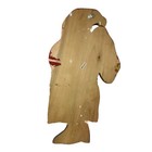 Large Thick Wooden Santa - Hand Painted - Made In Hati - 17  X 10  X 1 