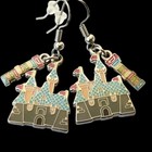 Vintage Disney Cinderella Castle Charm Earrings Disneyland Sleeping Beauty
