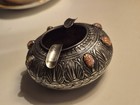  Beautiful Handcrafted  Art Nouveau Silver amber Inlay Middle Eastern Ash Tray
