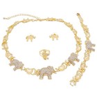 4 Piece Set   Necklace  Bracelet  Ring  Earrings - Gold Plated 14k