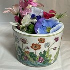 Antique Chinese Famille Rose Jardiniere Round Pot Six Characters Mark