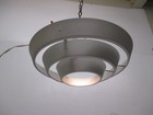 Vtg Mcm Litecraft Aluminum Metal 3 Ring Ceiling Light Venetian Halo Industrial