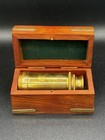 Vintage Navy Maritime Spyglass Optic Lenz Telescope Wood Brass Case