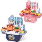 Kids Pretend Kitchen Cooking Set With Lights   Music Toy Food Dinnerware Gift