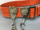 Masonic Belt   Buckle Knights Templar Red Leather Sword Hangers Chain Sz 39