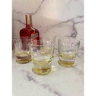 Vintage Style Yellow Tinted Weighted Base Whiskey Lowball Glasses Set Of 4