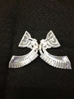 Vintage Art Deco Silvertone Rhinestone 2 Piece Buckle 3  X 2 