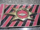 Vintage Atomic Starburst Brass Knob Escutcheon Backplate Nos Ny U s a