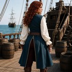 Softsafe Blue Vests Wool Handmade Pirate Vest Jack Sparrow Coats