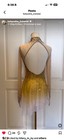 Women s Competitive Figure Skating Dress Long Sleeve Gold Beaded Sparkle