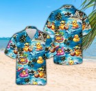 Tropical Rubber Duck Hawaiian Shirt Funny Surfing Duck And Flamingo