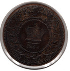 1864 New Brunswick One Cent Coin - Short 6 - Fine