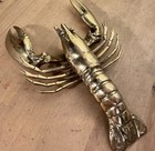 Vintage Heavy Brass Lobster Paperweight  Large Statue Hollywood Regency  8 l