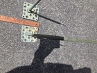 Brass Antique  Lightning Rod Pair Square Bases Green Patina