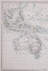 1889 Large Antique Map   Oceania Micronesia Australia Polynesia Borneo Sumatra