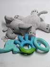 Philips Avent Elephant Plush Pacifier Holder Snuggle Lot Silicone Teether 4pc