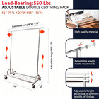 550lbs Heavy Duty Commercial Clothing Garment Rack Rolling Collapsible Chrome Us