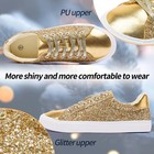 Aisfaes Glitter Sneakers Sparkly Low Top Sequins Sneakers Lace Up Tennis Shoe   