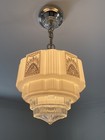 Antique Vintage Art Deco Ceiling Chandelier Light Fixture Skyscraper Pendant