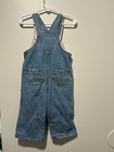 Faded Glory Girls 18m Blue Denim Floral Embroidered Overalls Snap Pockets