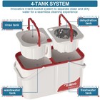 Rinsewise Spin Mop Bucket 2-gal 4-chamber White red With Wheels 6 Mop Heads