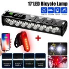 10000mah 17 led Bike Lights Usb Rechargeable Bicycle Torch Front rear Light Set